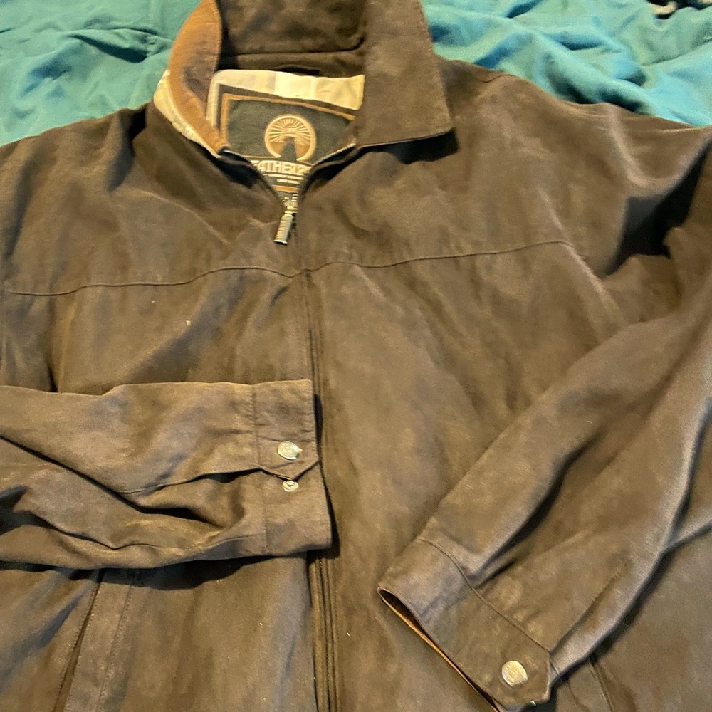 Weatherproof Mens Jacket L Large. Triple lining, brown leather look.
